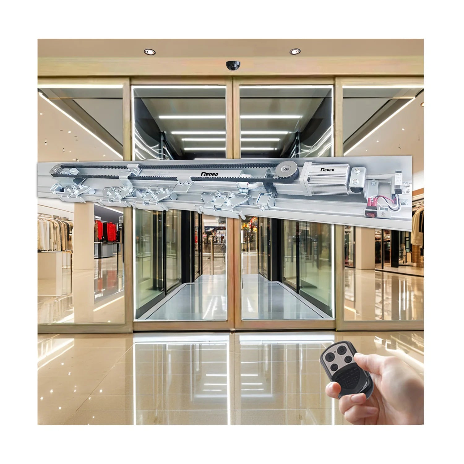 Deper 200L Modern Automatic Glass Sliding Door System Stainless Steel Electric Operator Motor Lock Hospitals 2-Year Warranty 65W