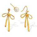 Sweet Romantic Bowknot Long Dangle Earrings for Women Girls Stainless Steel Earrings Delicate Party Jewelry