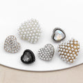 RB013 Custom Logo Fancy Black Uniform Metal Rhinestone Pearl Suit Heart Shape Blazetr Shank Women's Coats Button for Ladies