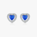 Platinum Plated Simple Earrings for Women Fine Jewelry Solid 925 Sterling Silver Elegant Hearts Blue Opal Stud Earrings