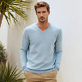 Men's Linen-Cotton V-Neck Pullover Breathable Spring Casual Business Sweater