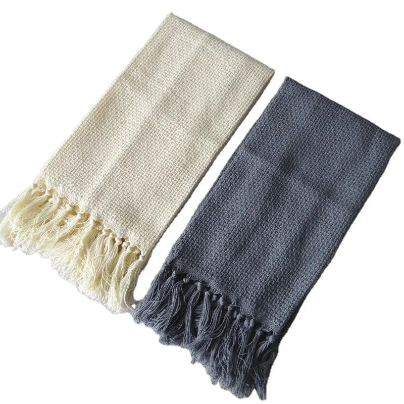 Cotton Turkish Hand Towels for Bathroom and Kitchen Super Absorbent Grey Cotton Tea Towels With Tassels