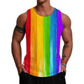 Fitspi 3d Tops Men Colorful Sleeveless Print  Tank Rainbow Beach Gym Vest Tee Singlet Wholesale