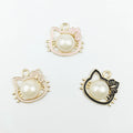 Pearl Pendant Charm Enamel Cat Jewelry Making Charms With Pearl Bead Pendants Making Dangle Bracelets Earrings Jewelry