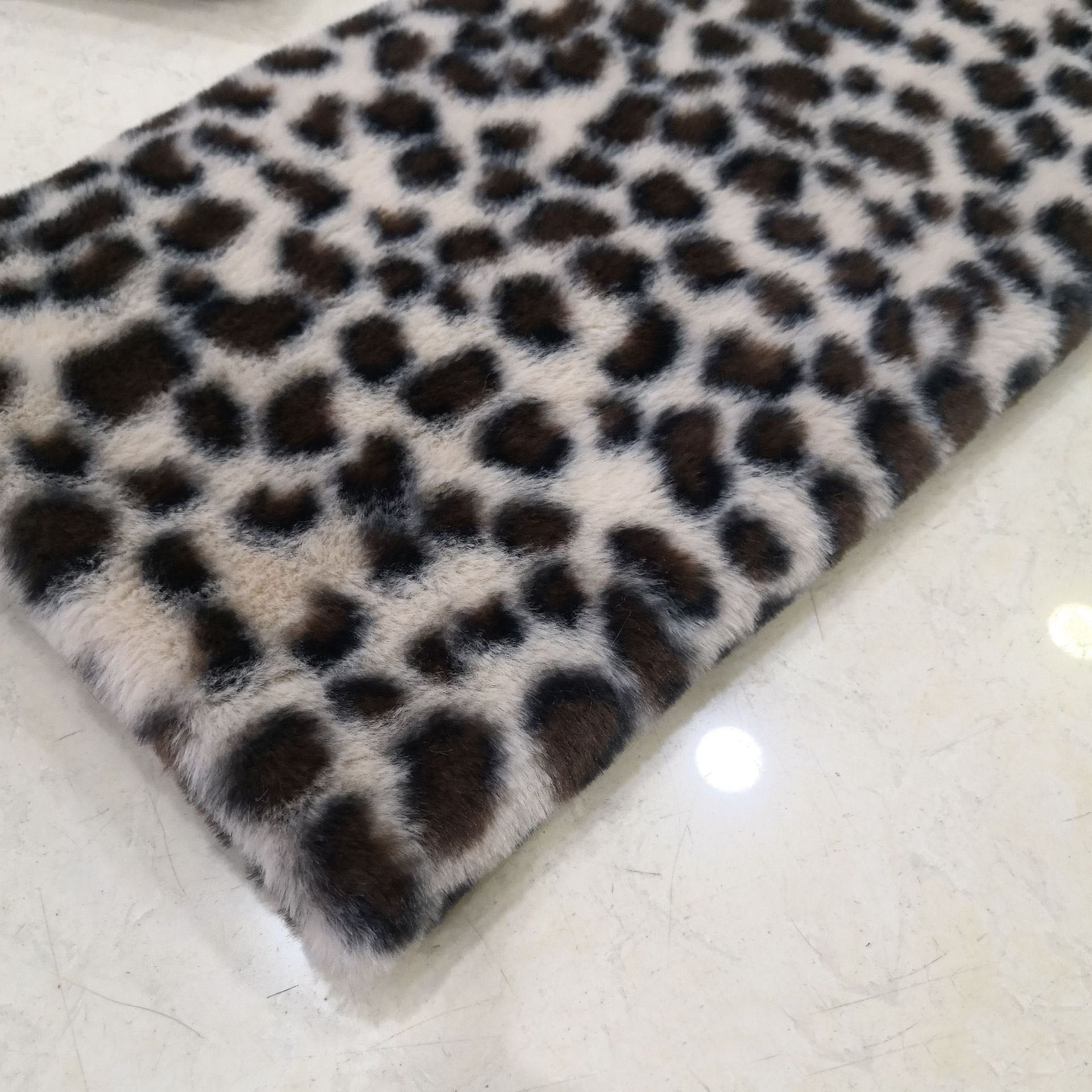 Recycled Polyester Leopard Print Rabbit Fur Super Soft Fake Fur Artificial Plush Faux Fur Fabric