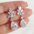 Custom Bridal Crystal Earrings Elegant Fashion Fine Jewelry Wedding Earring Women Sweet Pear Shaped Water Drop Zircon Earrings
