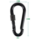 8*80 Black Spring Snap Hook With Lock Nut Climbing Carabiner