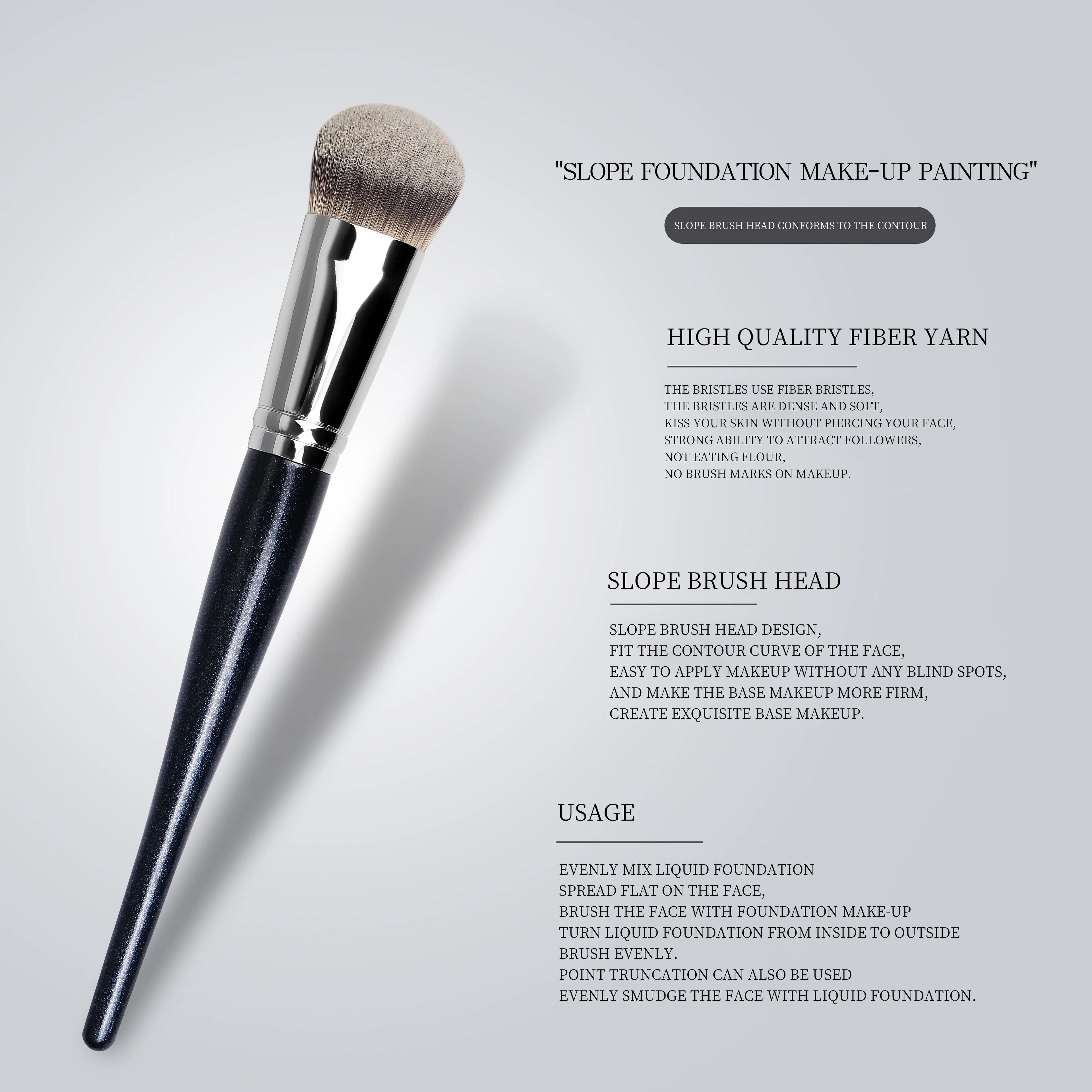 OEM Synthetic Hair Wood Handle Slope Foundation Brush Makeup Brush for Seamless Concealer Brush Custom Logo