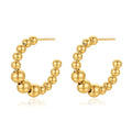 Shescity Gold Plated Stainless Steel Drop Earrings Trendy C-Shaped Beads Minimalist Hoop Earrings Women Jewelry for Gifts