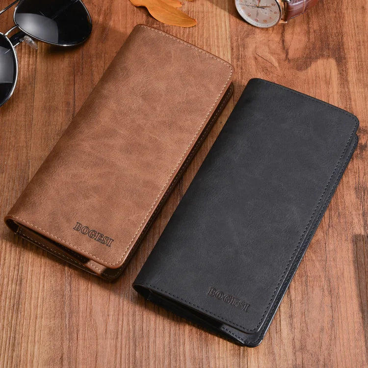 Fashion Classic Vintage Luxury Leather Money Pouch Business Card Holder Clutch Long Men Wallet