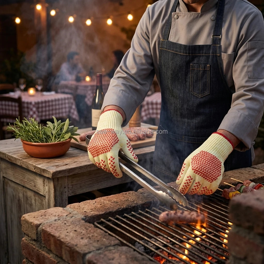 Seeway CE Extreme Heat Resistant Guanti Per Griglia with Food Grade Textured Silicone for Durable Fireproof Grill Mitts