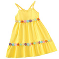 Children's Casual Fancy Boutique Girls Sling Sleeve Dresses O-Neck Knee-Length Solid Pattern For Summer Kids Clothes