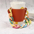 Portable PU Leather Cup Holder Fashionable Water Bottle Carrier  Novel Coffee Cup Sleeve with Chain Strap Handle for Outdoors