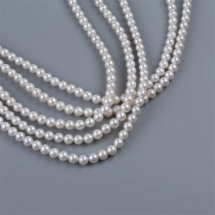 7-8mm White Natural Round Loose Beads Freshwater Pearl Strand