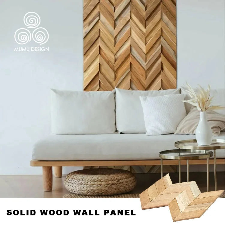 MUMU DESIGN Luxury Modern Decorative Style Glass Ceramic Solid Wood Tile Boards Panels Wooden Mosaic