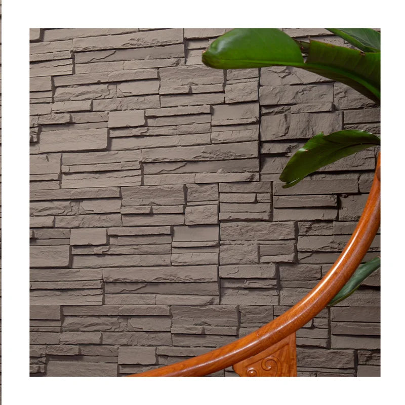 Modern 3D Stone Brick Wallpaper Water- and Soundproof for Bedroom Fire- and Heat-Insulated Moisture-Absorbing for Shop Use