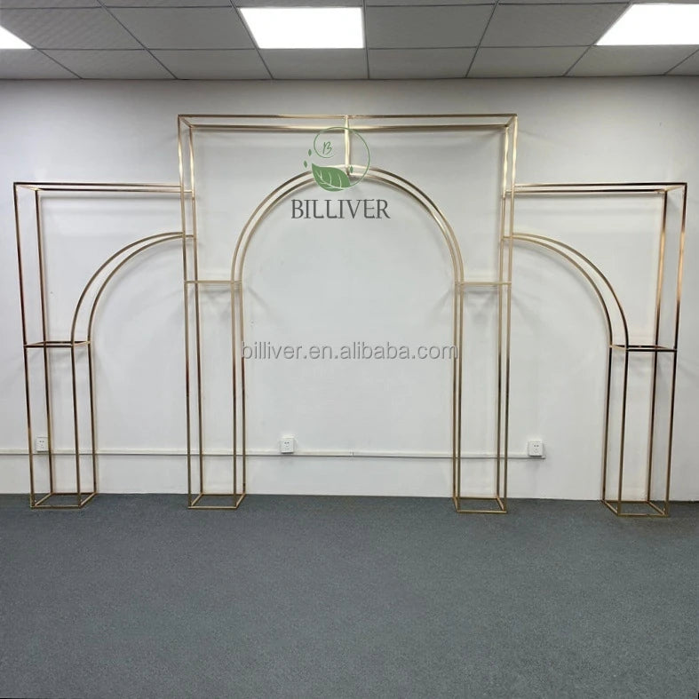 Golden Gold-plated Metal Arches Balloon Backdrop Supplies Centerpieces Background Frame Wedding Scene Flower Stand Decoration