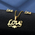 Wholesale New Mom Gift Set Cheap Stainless Steel Necklace LOVE Pendant Trendy Heart-shaped Earring Collarbone Link for Women