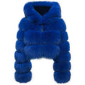 Winter Warm Women Fox Fur Jacket Ladies Short Hooded Fox Fur Coat Outerwear