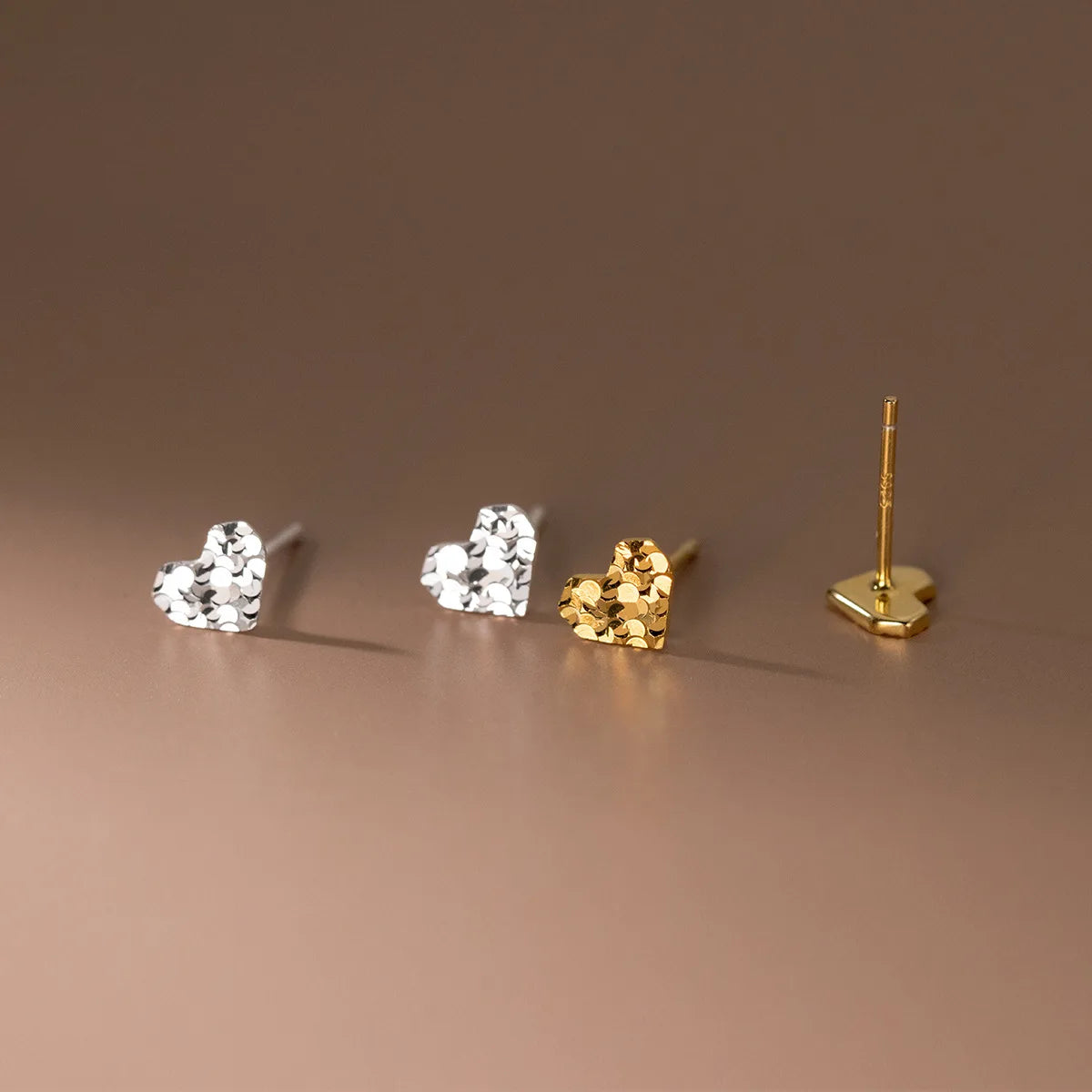 925 Sterling Silver Heart Shaped Stud Earrings 18K Gold Plated Elegant Versatile Silver Ear Accessories Piercing Jewelry Women