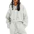 L230784 Custom Logo Joggers Cropped Sports Casual Suit Two Piece Sets Crop Top Hoodies Sweatpants Heavy Clothing Women Outfits