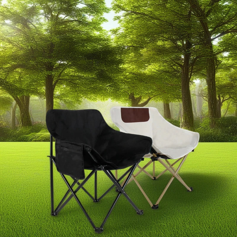 Wholesale Price Lightweight  Outdoor Comfortable Foldable Camping Heavy Duty 600D Oxford Metal Frame Portable Adult Moon Chair