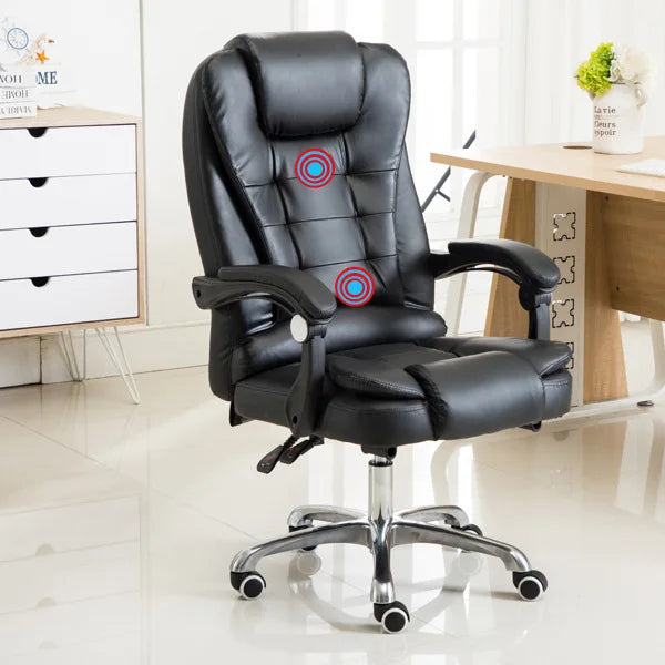 Luxury Office Chairs Home Reclining Swivel Boss Chair Aluminum Alloy Design Leather Ergonomic Office Chair With Footrest