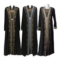 P0010 Hot Sales Middle East Kaftan Crystal Beaded Long Sleeves Arabic Abaya Muslim Women Dresses Robe Femme