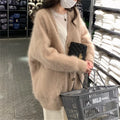 New Oversize Custom Knitted Cardigan Sweater Faux Fur Coat for Ladies Women Winter Soft Computer Knitted Sweater Cardigan Jacket