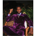 Purple Velvet Men'S Suit Double Breasted Blazer Luxury Custom Made Wedding Groom Prom Blazer 2 Pc Set Jacket Pant