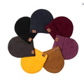 Wholesale Gray Skully Cuffed Knit Beanie 3D Embroidery Common Winter Plaid Pattern Acrylic Adjustable Leather Patch Unisex Image