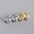 SP Special Design S925 Sterling Silver Three Heart Connected Hollow Out Heart Hoop Earrings
