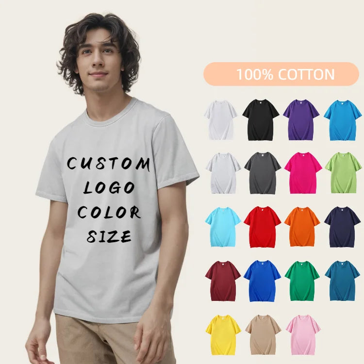 Custom Graphic Logo Printed Men's T-Shirts Plain Cotton Knitted T Manufacturer's Shirt Designs for Sublimation