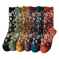 XIANGHUI Fashion Fuzzy Socks Women's Hosiery Autumn and Winter Retro Floral Cotton Socks Crew Winter Womens Socks