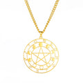 Myshape Moon Phase Pentagram Pendant Wiccan Pagan Magic Amulet Stainless Steel Charms for Jewelry Making
