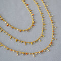 Korean Fine Jewelry Necklace Brass Gold Plated Handmade Crystal Tassel Necklace