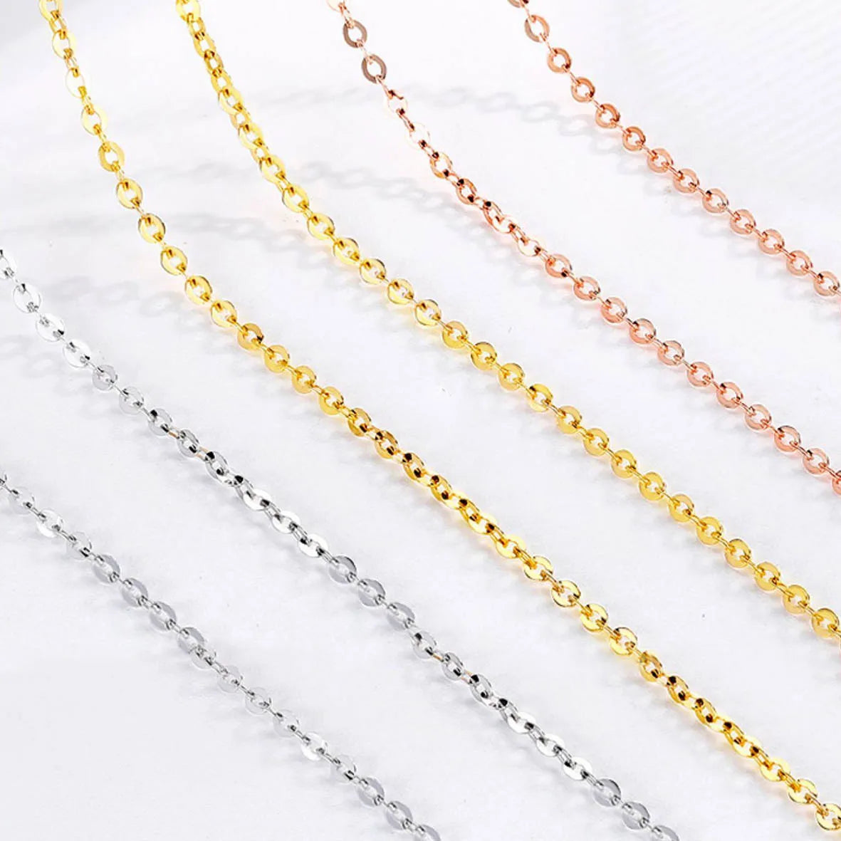Gold 18K Jewelry AU750 Cable Chain Gold Rolo Chain for Women Necklace Thin Gold Chain Necklace 16''18'' Jewelry