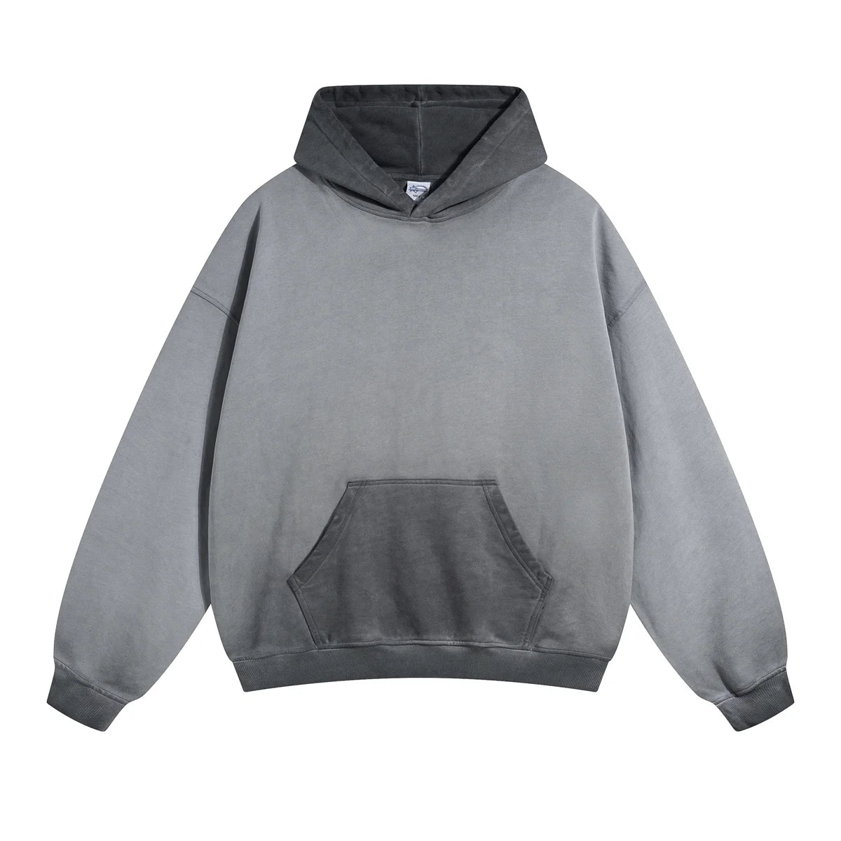 Custom Men Boxy Oversize Heavyweight Cotton Pullover Sweatshirt Drop Shoulder Distressed Vintage Crop Sun Fade Acid Wash Hoodie
