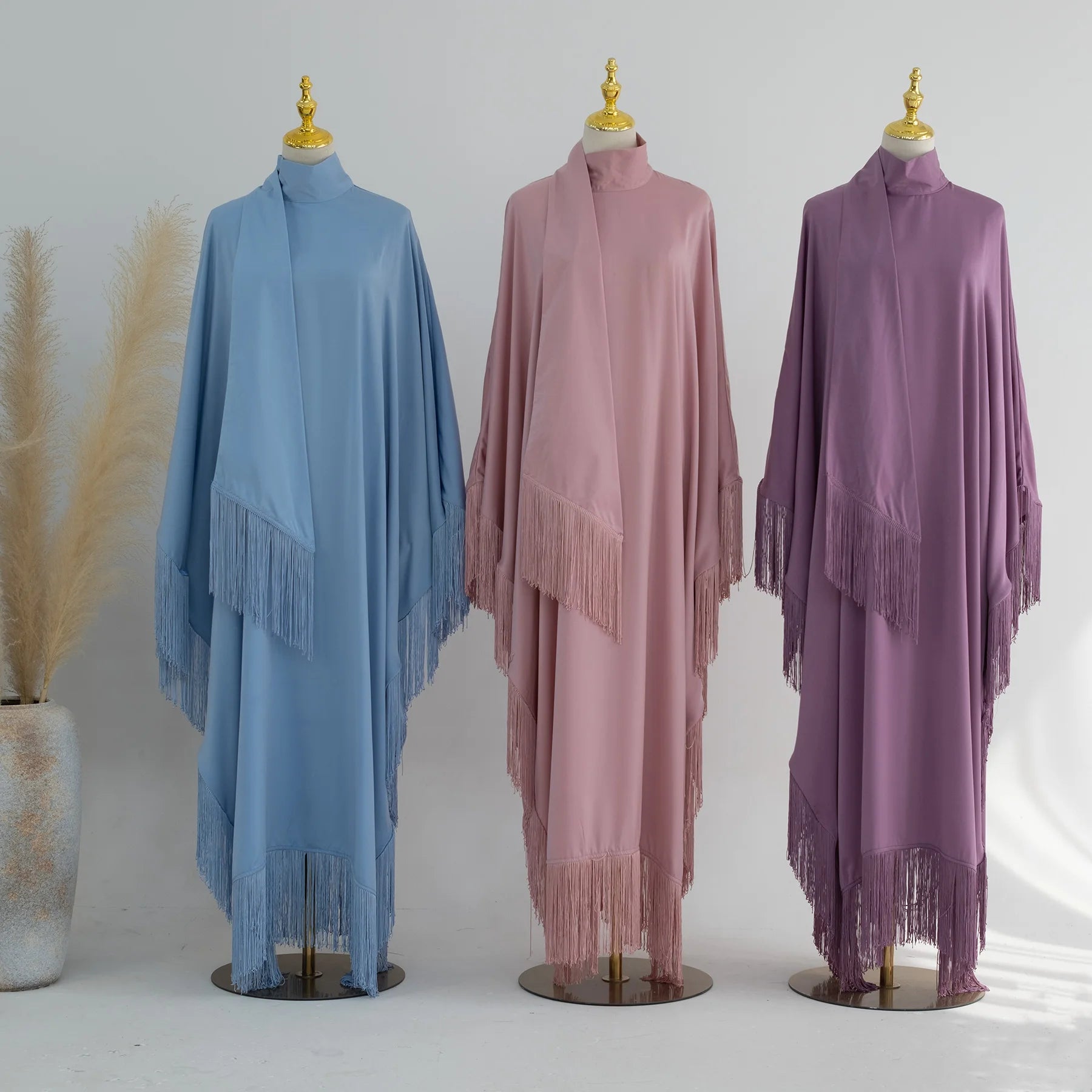 2023 Traditional Muslim Clothing Accessories & Abaya New EID Satin Tassals Abaya Femmes Robe Musulmane Women Modest Dresses