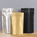 Custom Printed Individual Sample Packaging Kraft 250g 150g 500g 1kg Valve Block Bottom Black Beans Zipper Coffees Bag Pet Food