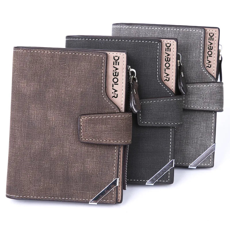DEABOLAR Vintage Pu Leather Credit Card Wallet With Zipper Men's Wallet and Cardholder Wallet Leather for Men