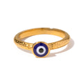 J&D New 18K Gold Plated Stainless Steel Jewelry Thin Drip Oil Texture Enamel Evil Eyes Rings for Women