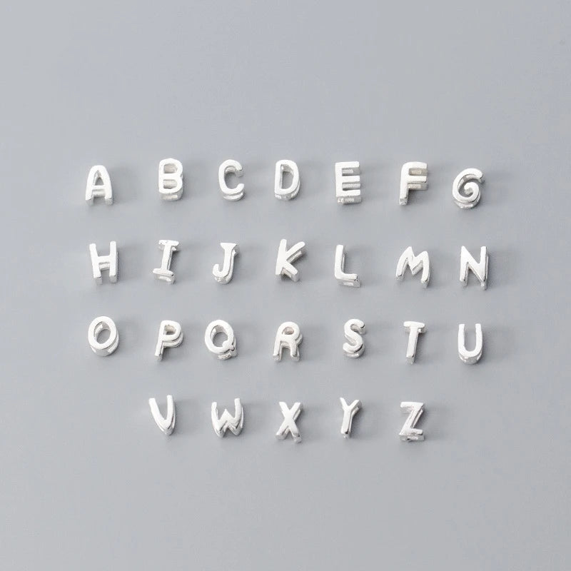 S925 Sterling Silver Initial Letter 'A' Cute Single Alphabet Pendant for DIY Jewelry Gift Accessory with Brass Material