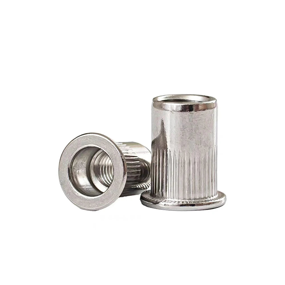 Rivet Nut Stainless Steel and Steel Yellow Zinc Plated Flat Head Kunrled Rivet Nuts