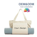 Custom Personalized Calico Eco-friendly Reusable Canvas Tote Bag Yoga Strap Pilates Gym Shoulder Length Handle Yoga Mat Carrier