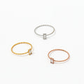 High End 18K Plain Gold Rectangle Zirconia Dainty Rose Gold Rings Stainless Steel Trendy Simple Gold Plated Jewelry