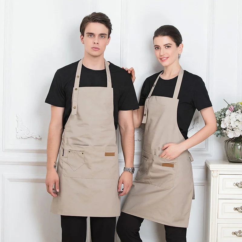 Wholesale Unisex Restaurant Cafe Baking Kitchen Apron Oem Custom logo Barista Chef Uniform Canvas Household Cooking Aprons