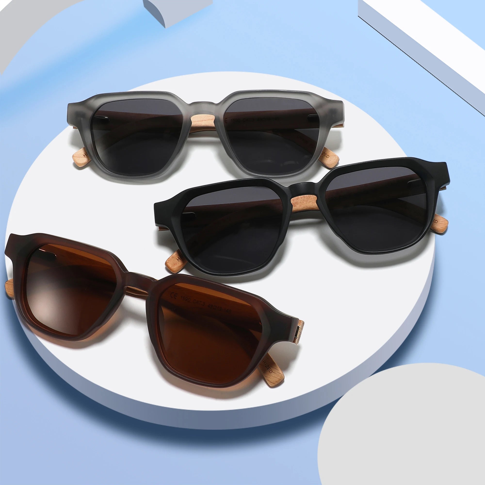 CONCHEN Custom Logo 2025 New Square Sun Glasses Wooden Frame Unisex Sunglasses Polarized Fashion SunGlasses for Women