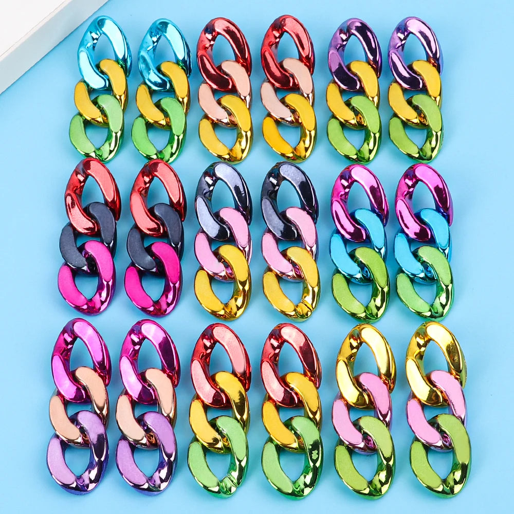Bright Color PUNK Chain Buttons Custom Color Length Ccb Long Earrings Factory Metal Acrylic Women's Chain Earrings