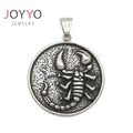 Vintage Round Engraved 12 Zodiac Signs Scorpio Men's Necklace